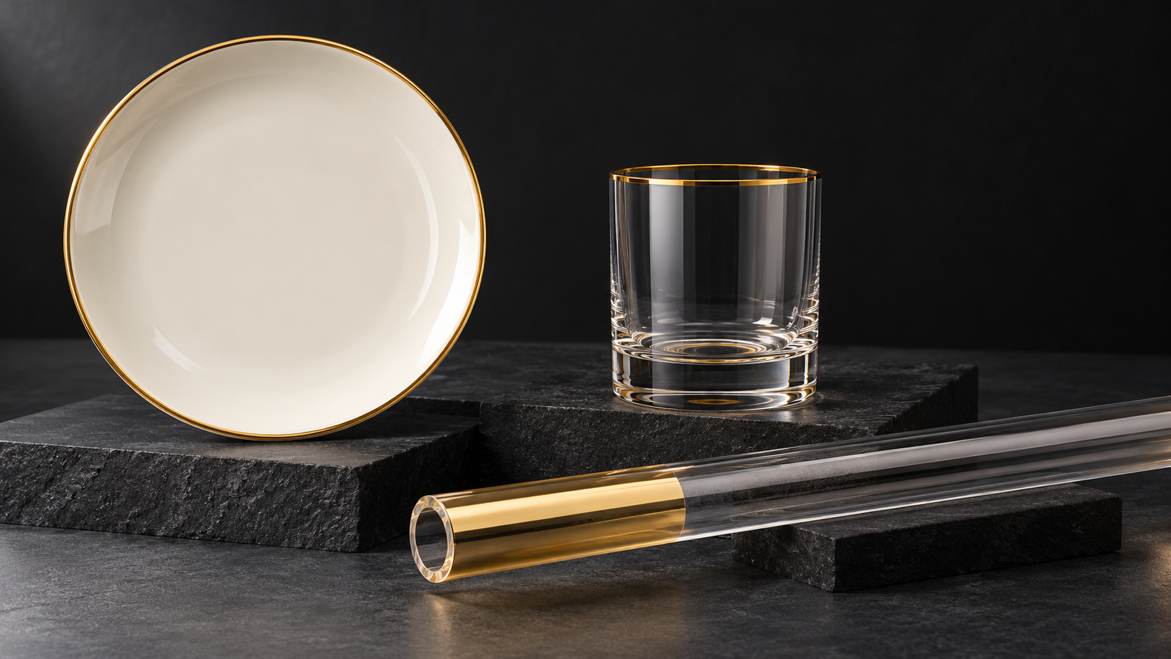 Ceramic, glass and quartz-tube applications with gold decoration